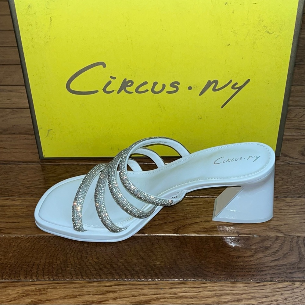 Circus NY by Sam Edelman Heddie Sandals Bright White With Rhinestones Women’s 8 - Picture 2 of 10